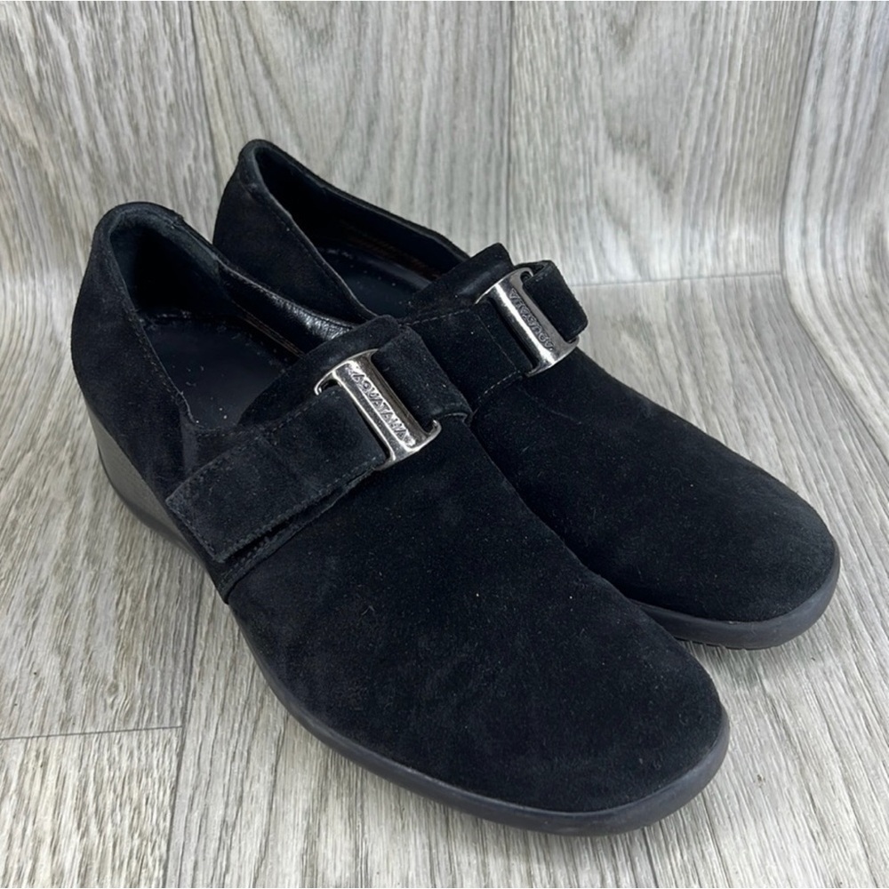Aquatalia Black Suede Wedge Shoes